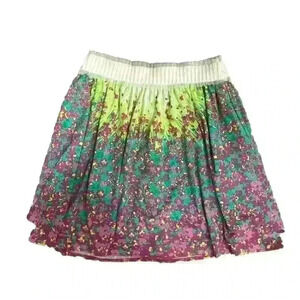 Womens ECI Floral Fairy Stretch Layered Skirt Flounce Elastic Waist Sz Medium